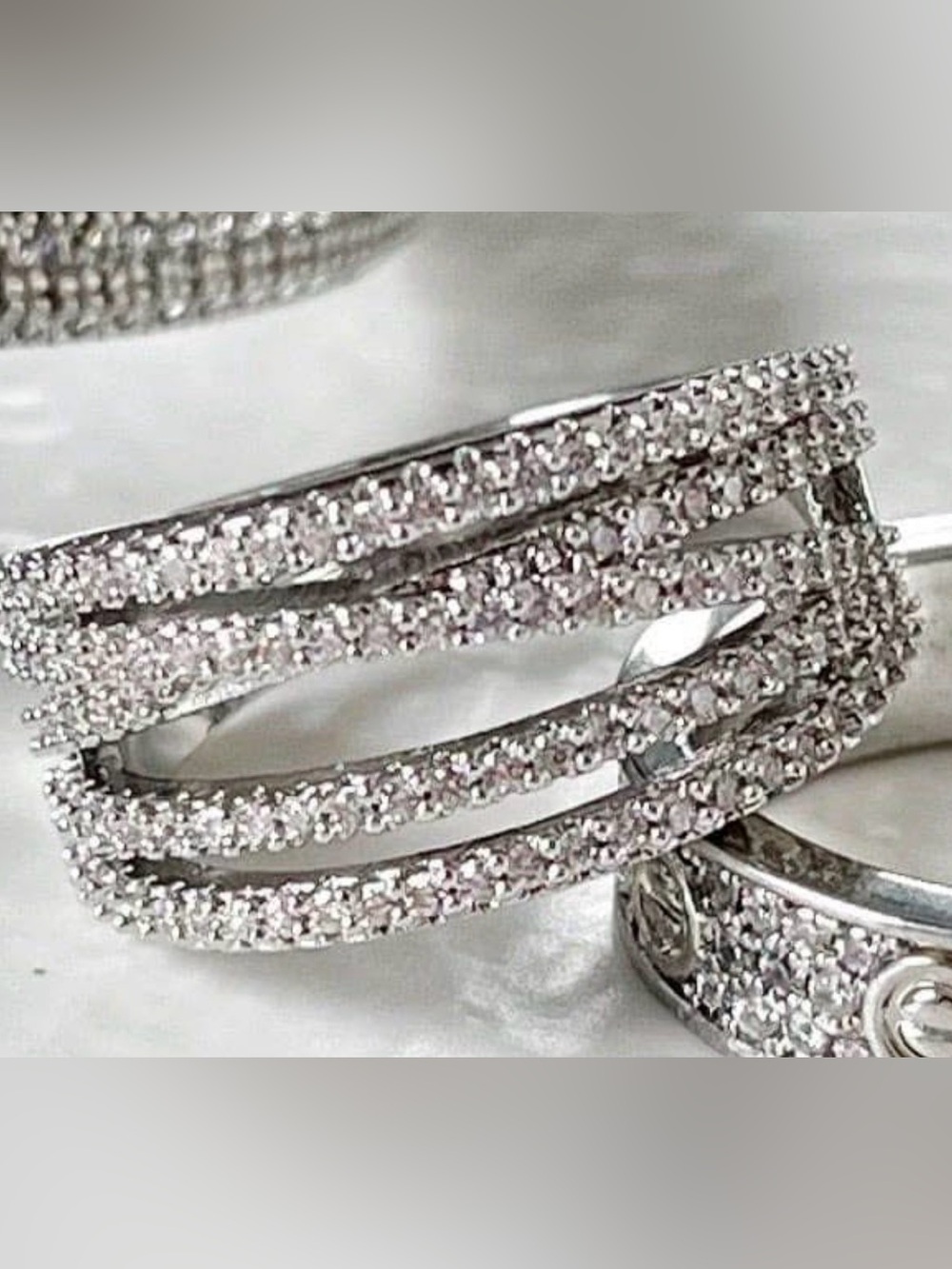 Park Lane Eternity Silver Multi-Row Crystal Ring Size 8